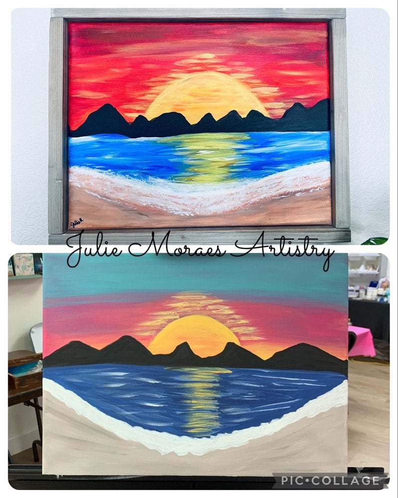 6/17/23 Paint ClassBeach Sunset Julie Moraes ArtistryPhone 650210